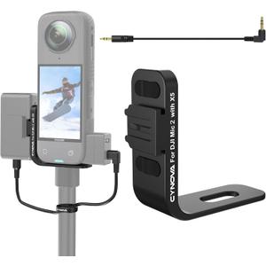 CYNOVA Insta 360 X5 Cold Shoe Mount, Invisible Mic Bracket for Insta360 X5 Accessories, Designed Specifically for DJI Mic 2with 3.5mm Audio Cable and Fixed Velcro