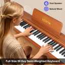 Digital Piano Keyboard 88 key,Semi-Weighted Electric Piano,Full Size Acoustic Piano for Beginners with Pedal, USB-MIDI Compatibility (Brown)