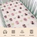 Pink Halloween Cat Witch Baby Crib Sheets for Girls Cute Black Halloween Cat Bows Baby Sheet Spooky Western Cowgirl Fitted Crib Mattress Cover Standard Toddler Mattress 52''x28'' (One size)