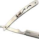 CS-102 Stainless Steel Professional Barber Straight Edge Razor with 100 Lord Single Edge Razor Blades (Silver Metal)