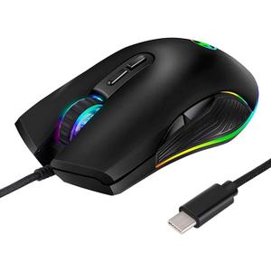 HXMJ RGB LED Gaming Mice,Wired USB C Port for Apple MacBook,Computer or Laptops with Type C PortBlack