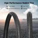 Yeesport 700 x 25c Road Bike Tires, 2 Pack Folding 700x25c Tires & 700 x 25c-28c Bike Tubes Presta Valve 48mm Tire Replacement with Rim Strips for Urban Rural Asphalt Concrete Hard Roads