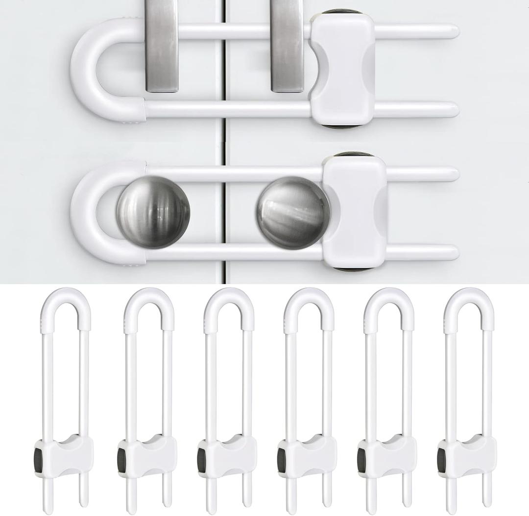 Baby Proofing Cabinets,Cabinet Locks for Babies,U-Shaped Child Locks for Cabinets, Child Proof Cabinet Latches,Child Safety Cabinet Locks with Adjustable by SPISPI (Pack of 6)