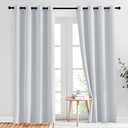 NICETOWN Room Darkening Curtains for Living Room - Easy Care Solid Thermal Insulated Grommet Panels/Drapes for Bedroom (2 Panels, 52 by 84, Greyish White)
