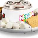 Nostalgia Jet-Puffed Tabletop Indoor Electric S'mores Maker - Smores Kit With Marshmallow Roasting Sticks and 4 Compartment Trays for Graham Crackers, Chocolate, Marshmallows - White