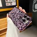 ZONRW for iPhone 15 Pro Max Case Magnetic,Soft Cute Luxury Leopard Cheetah Pattern Plating Glitter Bling Phone Case Compatible with MagSafe Clear Shockproof Back Cover for Women Girl 6.7"-Purple