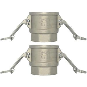 VARMHUS Stainless Steel 316 2" Type D Trash Pump Adapter Female Camlock,Type D Cam and Groove Hose Fitting