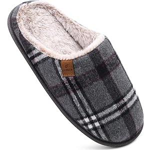 NewDenBer Women's Cozy Memory Foam Slippers Soft Fleece Lined Slip on Indoor Outdoor House Shoes Size 8-9M