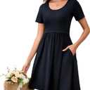 QINYI Women's Nursing Dresses Breastfeeding Summer Comfortable Cotton Short Sleeve Breastfeeding Dress with Pockets (US, Alpha, Small, Regular, Regular, Black)