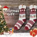 BenSorts Women Winter Thick Slipper Socks with Grippers Non Slip Warm Fuzzy Socks Christmas Gifts (Red)