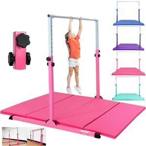 MARFULA Gymnastic Bar with 4 ft Inner Width 5 ft Adjust Height for Kids Kip Bar with 350 lbs Gymnastic Training Equipment for Kids 3-15 Years Home and Club Use
