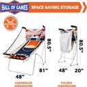 Hall of Games EZ Fold Premium Indoor Arcade Basketball Game with Steel Frame and Polycarbonate Backboard, Dual Shot Electronic Scoring with 6 Size 3 Balls Included, Perfect for Basement Game Rooms, 80.5 In. Tall