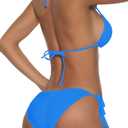 Women Two Piece Swimsuit Sexy Swimwear Halter String Triangle Bikini Sets (Blue, S)