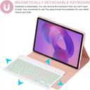 Keyboard Case for Lenovo Idea Tab 11-inch 2025 Models (TB-336ZU/TB-336FU), 7-Color Backlit Magnetic Detachable Wireless Bluetooth Keyboard, Ultra-Thin Cover with Mouse (Pink)