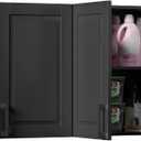 ChooChoo Laundry Room Cabinets, 3 Doors Wall Mounted Storage Cabinet, Kitchen Wall Storage, Bathroom Wall Cabinet, Black