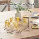 2 Pack Napkin Holder for Table, Gold Ginkgo Leaf Flat Iron Napkin Holder with Weighted Arm, Cocktail Paper Holder for Kitchen Dining Room Decor 7.09" L X 7.09" W X 2.76" H