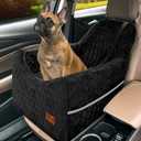 Dog Car Seat for Small/Medium Dogs, Memory Foam Dog Booster Seat, Travel Safety with Washable Removable Cover, Storage Pockets for Dogs up to 35 lbs(Black)