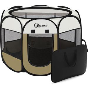 Pink Puppy Playpen for Middle Dog Cat, Dogs Tent Crate Cage Indoor/Outdoor, Portable Pop Up Dog Kennel with Carrying Bag for Rabbits, Removable Top (Coffee, Small (29" x 29" x 17")) Pink Puppy Playpen for Middle Dog Cat, Dogs Tent Crate Cage Indoor/Outdoor, Portable Pop Up Dog Kennel with Carrying Bag for Rabbits, Removable Top (Coffee, Small (29" x 29" x 17"))