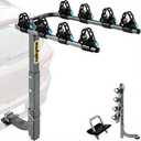 4 Bike Rack Hitch Mount, 240 lbs Capacity (60 lbs Per Bike), Dual SGS-Certified Straps, 4-Bike Hanging Carrier for Car, SUV, Truck, RV, 2" Receiver, Anti-Wobble, Foldable