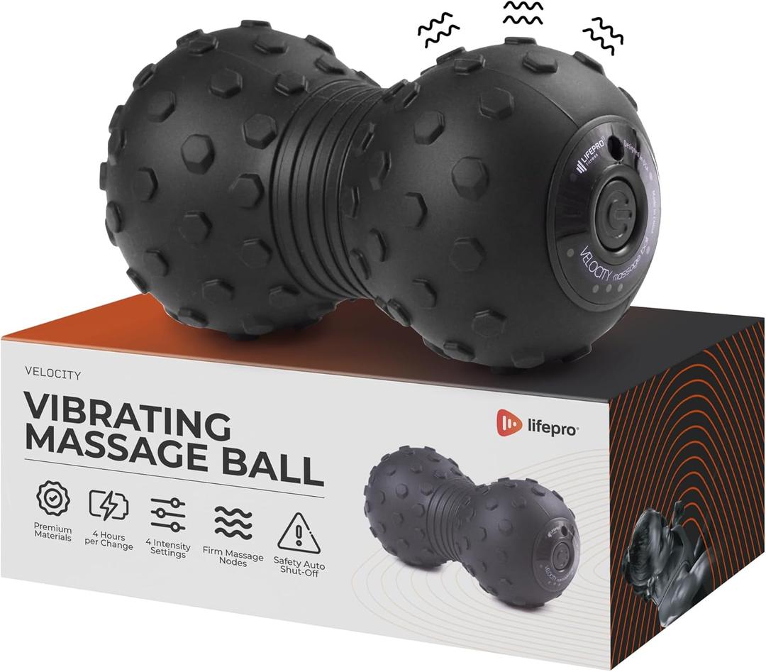 Lifepro 4-Speed Vibrating Massage Ball - Peanut Massager and Vibrating Foam Roller for Fitness, Mobility, and Relaxation - Compact and Portable Design (One Size)