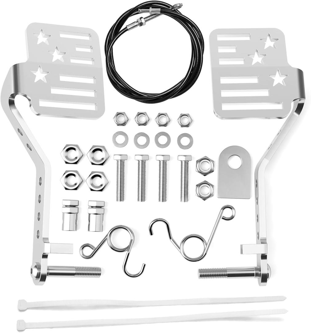 Go Kart Big Pedals with 71" Throttle Cable, Upgrade Go Cart Brake Throttle Star Large Pedals Kit for 212cc 196cc Road Rocket Azusa and Most Go Kart, DIY Youth GoKart Frame Parts Silver Accessories (Sliver)