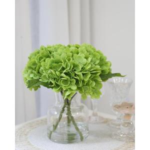 CHASMILE Lifelike Artificial Hydrangea Arrangement in Decorative Vase - Real Touch Fake Flowers for Home, Office, Bathroom or Water Bar Decor, Elegant Table Centerpiece (No Water Needed) (Green)