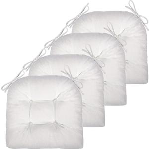 Chair Cushion, 4 Pack Chair Cushions for Dining Chairs, Chair Pads and Mat with Ties for Indoor Kitchen Seat and Desk (4 Count - 17 x 16 in, White)