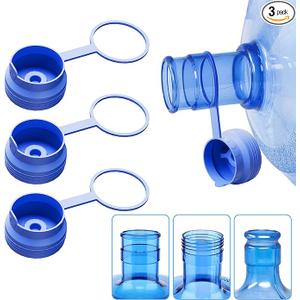 3 & 5 Gallon Water Jug Cap Reusable, Food Grade Silicone Replacement Gallon Caps for 55mm Standard/Screw/Crown Tops Water Bottle and Water Dispensers, Non-Spill Lids for Anti-Splash, Leak Free (3PCS)