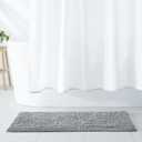 Amazon Basics Platinum Bathroom Rug Mat, Ultra Absorbent Plush Shag, Non-Slip, Quick Drying, Machine Washable, 21" x 34", Platinum