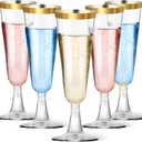 40 Pack Plastic Champagne Flutes with Gold Rim, 5.5 Oz Clear Disposable Plastic Champagne Glasses, Wine Glasses Cups for Wedding Celebration Birthday Party Wine Tasting New Years Eve Party Supplies