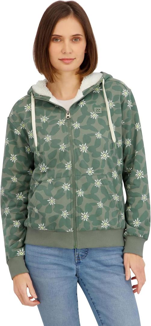 Billabong Women's Full Zip Oversized Sherpa Lined Hoodie Jacket (S)
