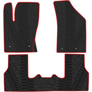 Car Floor Mat Custom Fit for Jeep Compass 2017-2025 2026 Black Red Rubber Auto Floor Liners Mat Set All Weather Protection Heavy Duty Odorless