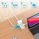 One Beat 10Ft Extension Cord with Multiple Outlets, Flat Plug Power Strip Surge Protector with 10 Ft Long Cord,6 Outlet 4 USB Ports (2USB C),Multi Outlet Wall Plug for Travel, College, Dorm Essentials
