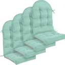 Geelin 4 Pcs Outdoor Patio Chair Cushion Thick High Back Adirondack Chair Cushion Tufted Weather & Fade Resistant Anti-Slip Outside Rocking Chairs Pads with Ties, 44 x 19 x 4 Inch (Light Green)