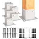 6 PCS Metal 4×4 Post Base Post Base Brackets,Inner Size 3.5"x3.5" Heavy Duty Powder-Coated Post Anchor Matte Black Wood Post Brackets (White 6pcs)