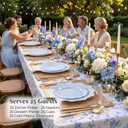 WDF 175Pcs Blue Plastic Plates - Heavy Duty Baby Blue Plates Disposable - 25Guests Plastic Dinnerware Ideal for Parties/Wedding/Baby Shower/Spring/First Communion