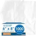 Spartan Industrial - 6" X 8" Open-End Flat Poly Bags (1000 Count) Heavy Duty 2 Mil Clear Plastic for Packaging Books, Pens, Collectibles (Bags Do Not Have Seal and Do Not Have Prints)