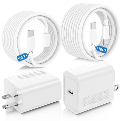 45W USB C Fast Charger for iPhone 17/ Air/16/15 Pro Max,2Pack 10FT Type C Charger Block & Cable, PD 3.0 Super Fast Charging for iPad Pro MacBook Air/Pro M1/M2, AirPods
