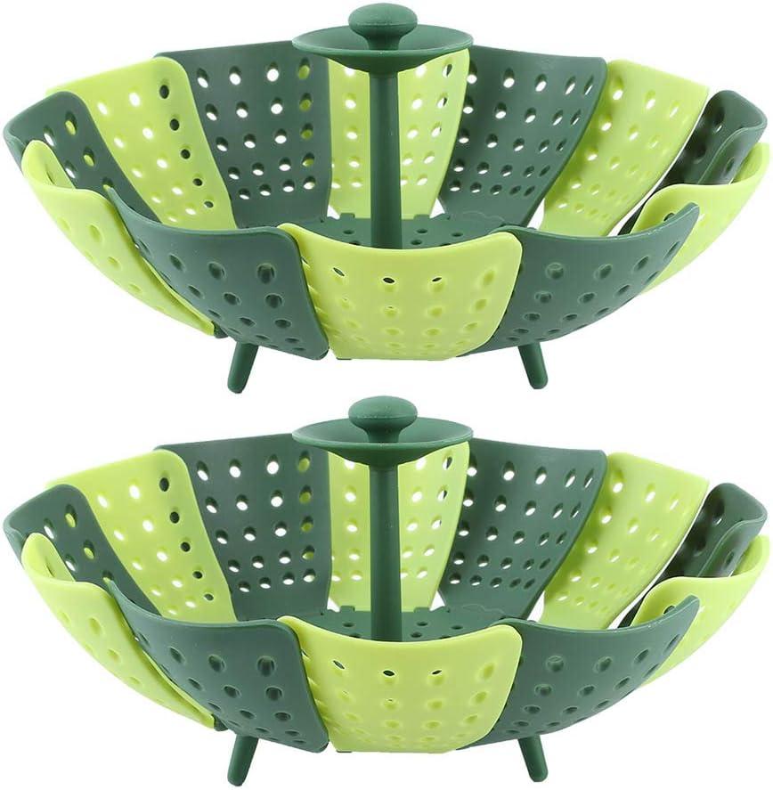 2pcs Foldable Steamer Basket,Silicone Vegetable Steamer Basket,Food Steamer,Pot Steamer Basket High Temperature Resistant Cooker Dish Steamer Basket For Steaming Fruit