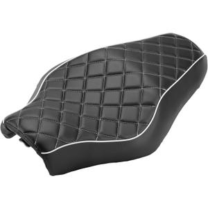 Motorcycle 2-Up Driver Passenger Seat Cushion Pad Leather Seat Replacement for Harley Davidson Sportster XL 883N XL1200C 48 72 2010-2016Diamond Pattern