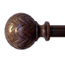 Hermosa 26 in. to 48 in. Adjustable 5/8 in. Single Curtain Rod in Walnut with Finials