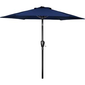 AreShark 7.5FT Patio Umbrella Table Market Umbrella with 6 Sturdy Ribs, Button Tilt/ Crank Heavy-Duty Round Outdoor Umbrellas for Garden, Deck, Backyard, and Pool, Navy