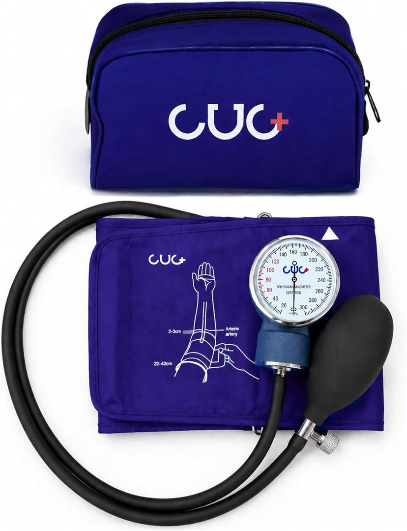 Professional Aneroid Sphygmomanometer, Blood Pressure Cuff Manual, Precision Copper & Brass Movement, Medical-Grade Reinforced PVC Tubing, Ideal for Doctors, Nurses, and Students (Blue)