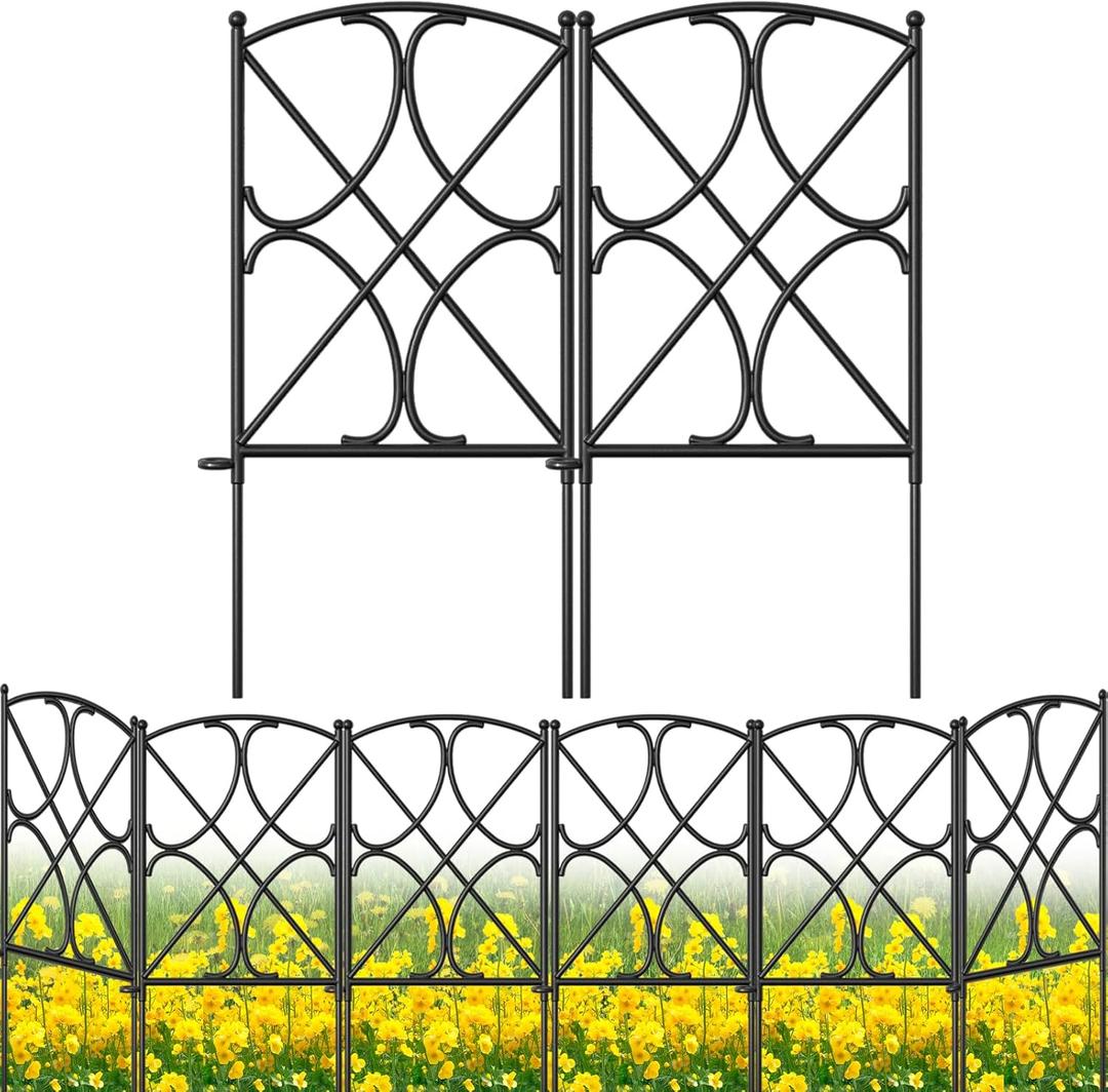 AMAGABELI GARDEN & HOME 10 Panels 24in(H)10ft(L) Decorative Garden Fences and Borders for Dogs No Dig Metal Fence Panel Garden Edging Border for Animal Barrier Fencing for Flower Beds Yard Patio