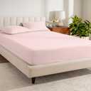 Bare Home 100% Organic Cotton Full Fitted Sheet - Crisp Percale Weave - Lightweight & Breathable - Deep Pocket Fitted Sheet (Full, Dusty Pink)