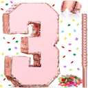 Sratte Princess Piñata with Stick Blindfold Confetti Rose Gold Piñata for Girls Birthday Party Baby Shower Anniversary Celebration Decorations Supplies, 16 x 11 Inch (Number 3)