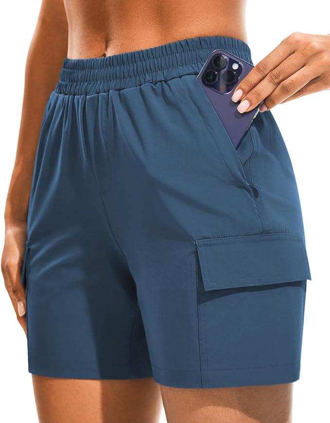 AFITNE Women's 5"/ 7" Hiking Cargo Shorts Quick Dry Lightweight Summer Athletic Running Shorts with Pockets UPF 50+  Size Medium