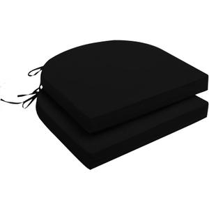 Outdoor Chair Cushions Set of 2 Patio Furniture Cushions 17 x 16 Inch Non Slip Round Corner Seat Cushion Chair Pads Waterproof, Fade- Resistant, Removable & Machine Washable Cover (2, Black)