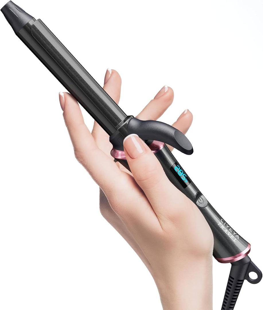 CIVEYA 3/4 Inch Curling Iron for Short Hair, Dual Voltage Curling Iron Travel Size with 5 Adjustable Heat Settings, Mini Curling Irons Ceramic Barrel with Argan Oil Infused