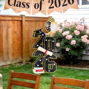 2026 Graduation Yard Signs Decorations 3.5FT 2026 Sign Congrats Grad Lawn Decorations with Stakes, Graduation Party Supplies, Large Outdoor Graduation Party Decor for High School & College